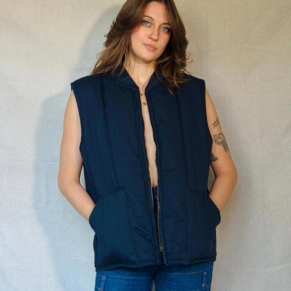 Navy Quilted Workwear Vest (Modern)